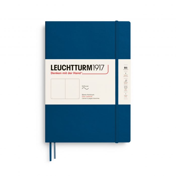 Leuchtturm1917 Composition B5 – Σημειωματάριο με μαλακό εξώφυλλο (123 σελ.) – Indigo Λευκές