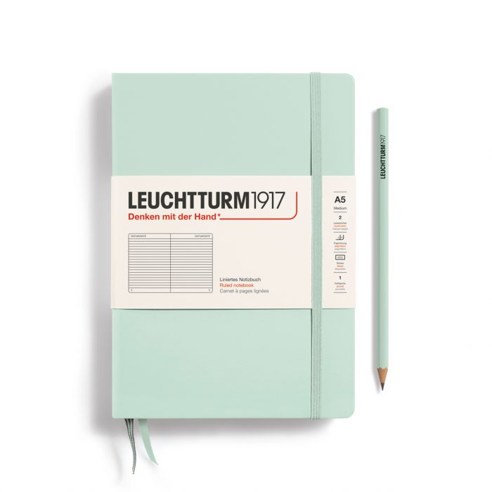 Leuchtturm1917 Medium A5 – Σημειωματάριο με σκληρό εξώφυλλο (251 σελ.) – Mint Green