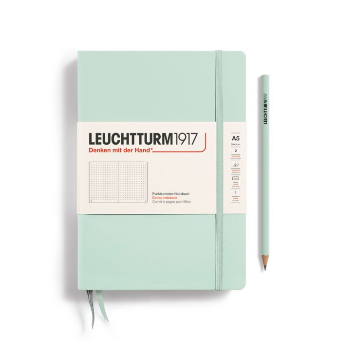 Leuchtturm1917 Medium A5 – Σημειωματάριο με σκληρό εξώφυλλο (251 σελ.) – Mint Green Τελείες
