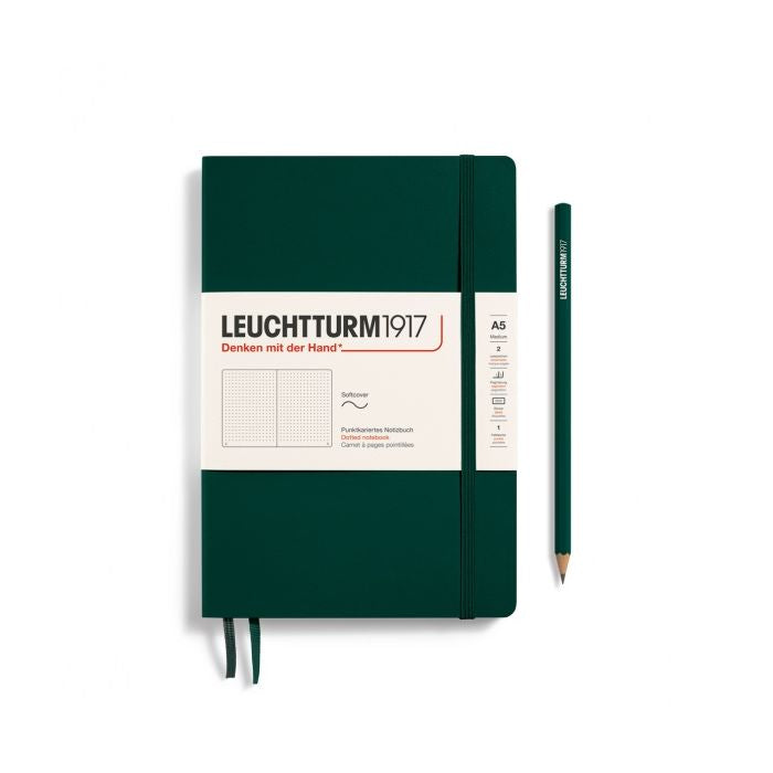 Leuchtturm1917 Medium A5 – Σημειωματάριο με μαλακό εξώφυλλο (123 σελ.) – Forest Green Τελείες