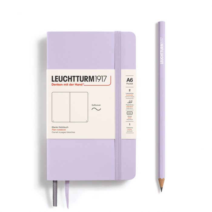 Leuchtturm1917 Pocket A6 – Σημειωματάριο με μαλακό εξώφυλλο (123 σελ.) – Lilac Λευκές