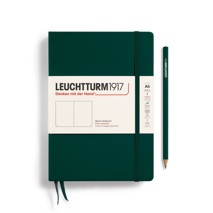 Leuchtturm1917 Medium A5 – Σημειωματάριο με σκληρό εξώφυλλο (251 σελ.) – Forest Green Λευκές