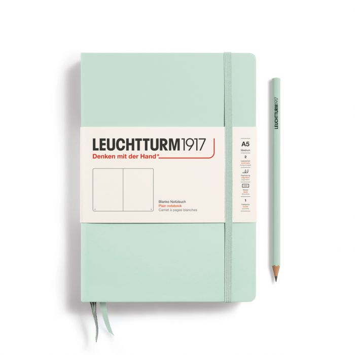 Leuchtturm1917 Medium A5 – Σημειωματάριο με σκληρό εξώφυλλο (251 σελ.) – Mint Green Λευκές