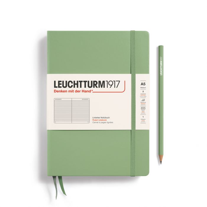 Leuchtturm1917 Medium A5 – Σημειωματάριο με σκληρό εξώφυλλο (251 σελ.) – Sage