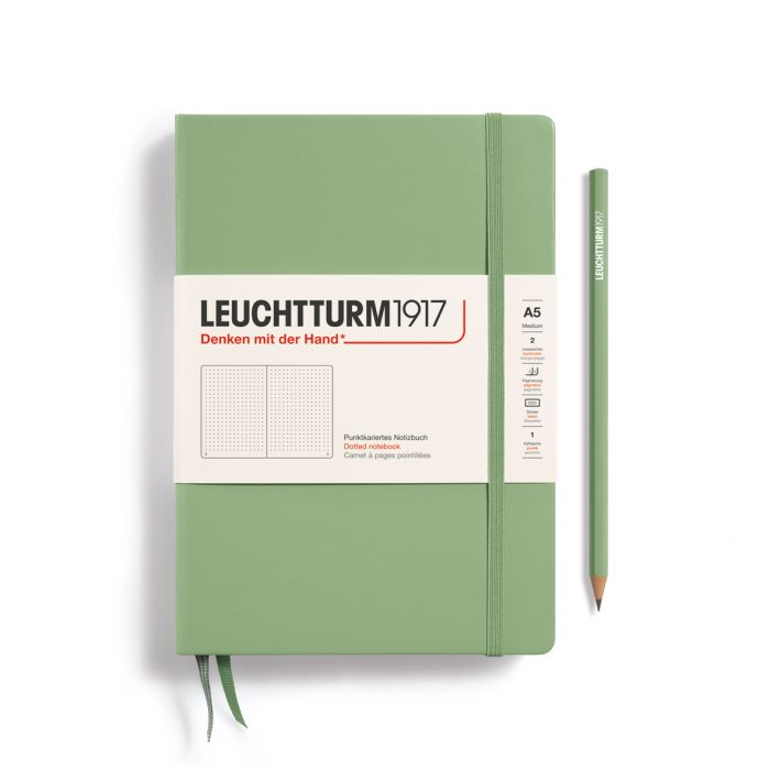 Leuchtturm1917 Medium A5 – Σημειωματάριο με σκληρό εξώφυλλο (251 σελ.) – Sage Τελείες