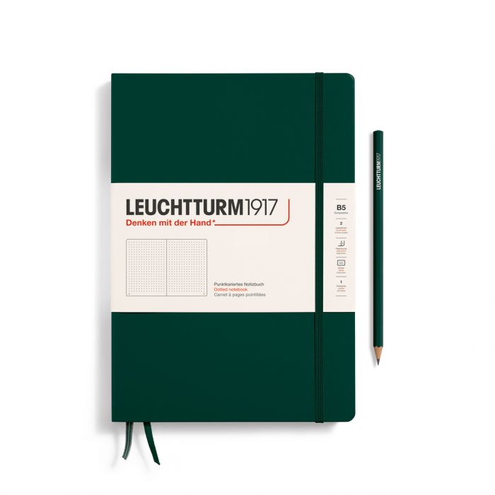 Leuchtturm1917 Composition B5 – Σημειωματάριο με σκληρό εξώφυλλο (219 σελ.) – Forest Green Τελείες