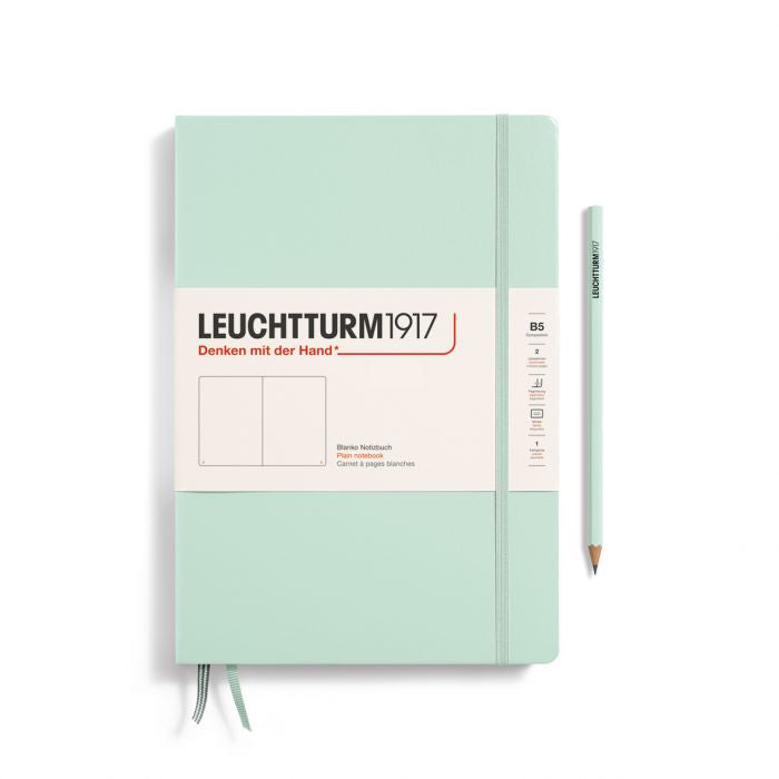 Leuchtturm1917 Composition B5 – Σημειωματάριο με σκληρό εξώφυλλο (219 σελ.) – Mint Green Λευκές