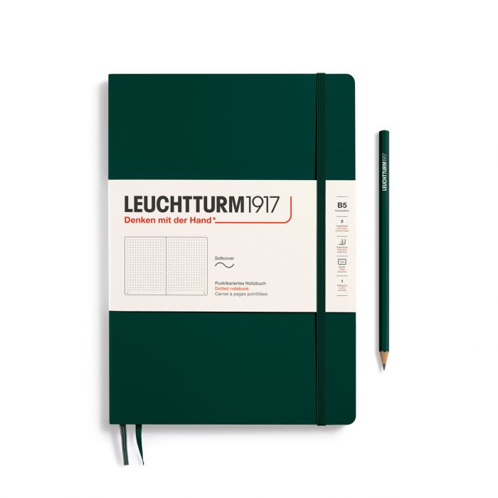 Leuchtturm1917 Composition B5 – Σημειωματάριο με μαλακό εξώφυλλο (123 σελ.) – Forest Green Τελείες