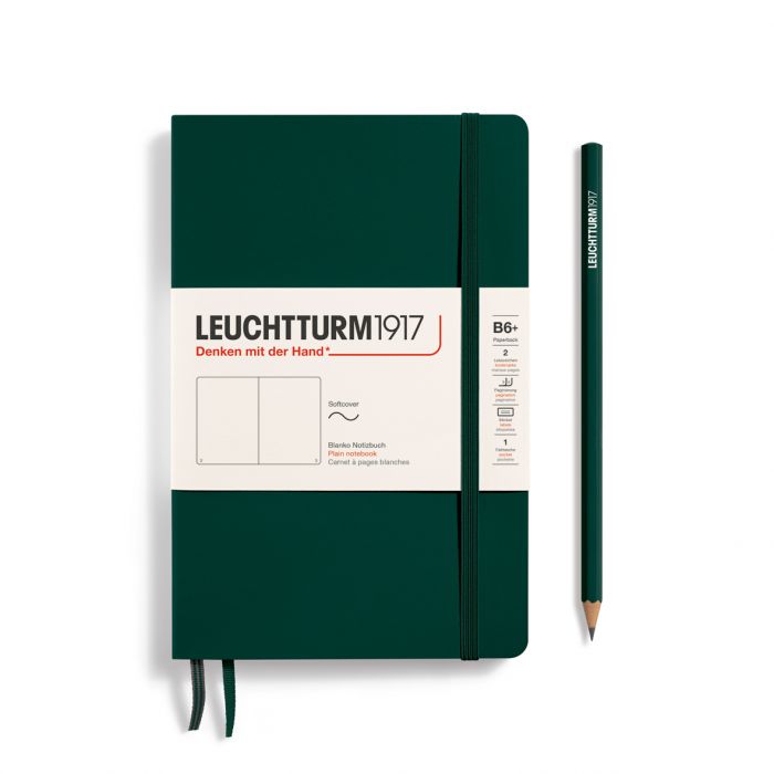 Leuchtturm1917 Paperback B6+ – Σημειωματάριο με μαλακό εξώφυλλο (123 σελ.) – Forest Green Λευκές
