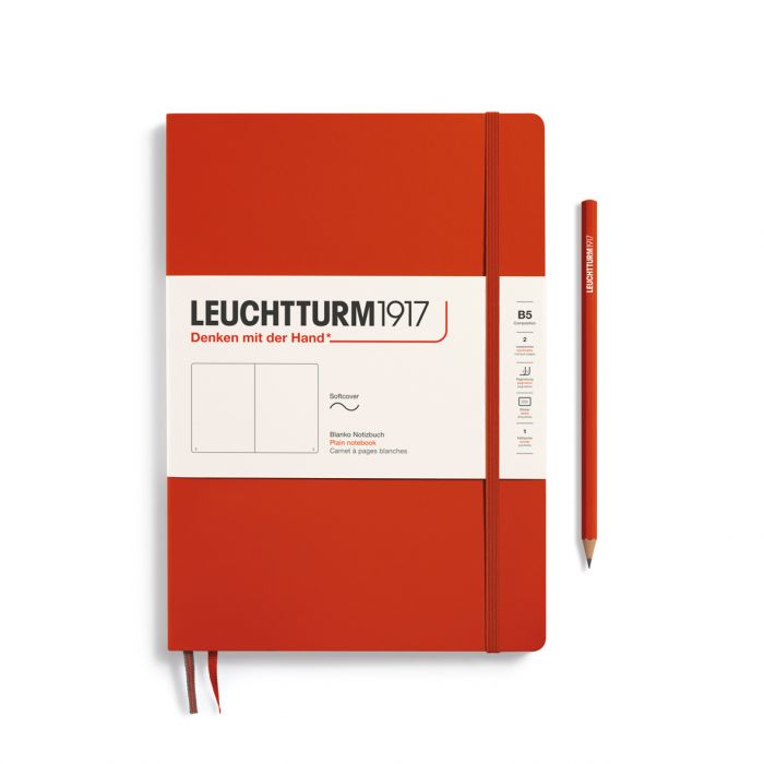 Leuchtturm1917 Composition B5 – Σημειωματάριο με μαλακό εξώφυλλο (123 σελ.) – Fox Red Λευκές