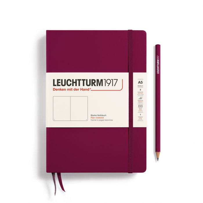 Leuchtturm1917 Medium A5 – Σημειωματάριο με σκληρό εξώφυλλο (251 σελ.) – Port Red Λευκές