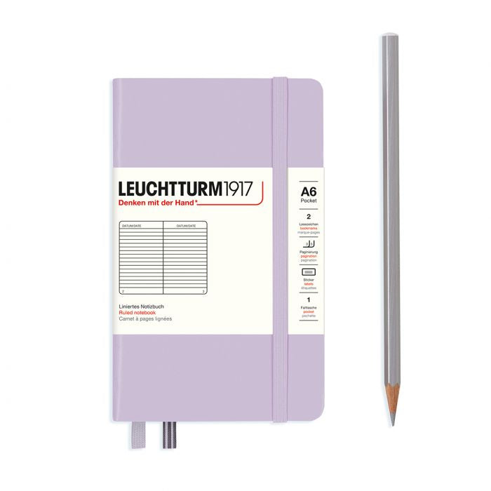 Leuchtturm1917 Pocket A6 – Σημειωματάριο με σκληρό εξώφυλλο (187 σελ.) – Lilac Γραμμές