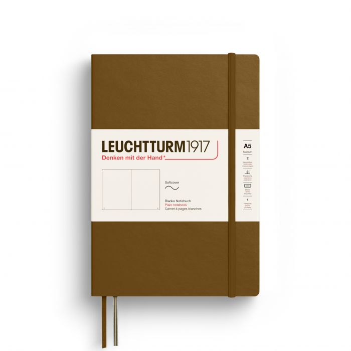Leuchtturm1917 Medium A5 – Σημειωματάριο με μαλακό εξώφυλλο (123 σελ.) – Spice Brown Λευκές