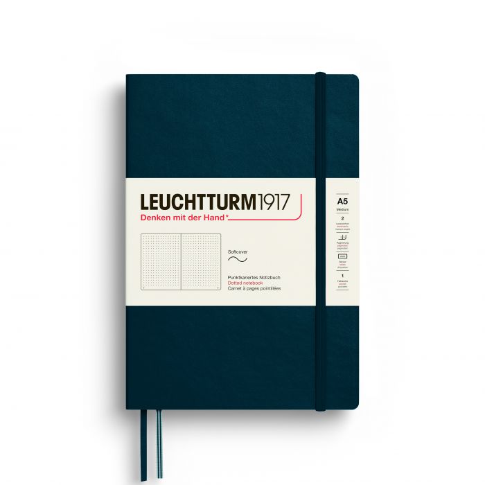 Leuchtturm1917 Medium A5 – Σημειωματάριο με μαλακό εξώφυλλο (123 σελ.) – Deep Sea Τελείες