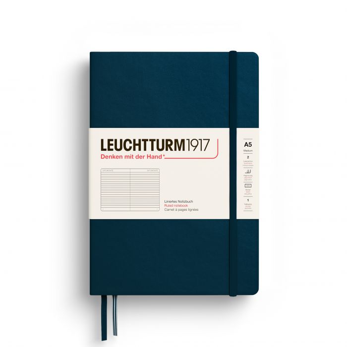 Leuchtturm1917 Medium A5 – Σημειωματάριο με σκληρό εξώφυλλο (251 σελ.) – Deep Sea