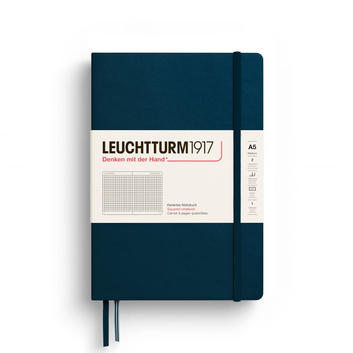 Leuchtturm1917 Medium A5 – Σημειωματάριο με σκληρό εξώφυλλο (251 σελ.) – Deep Sea Τετράγωνα