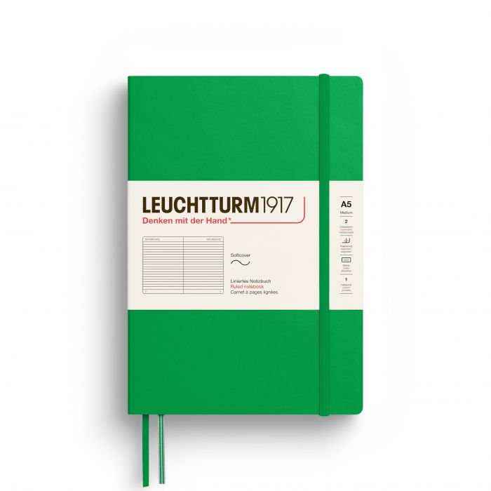 Leuchtturm1917 Medium A5 – Σημειωματάριο με μαλακό εξώφυλλο (123 σελ.) – Spring Leaf Γραμμές