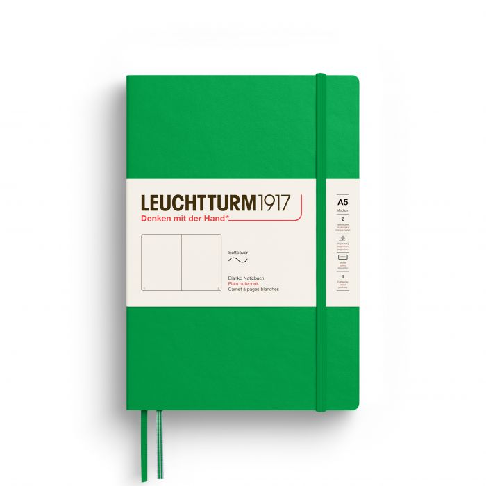 Leuchtturm1917 Medium A5 – Σημειωματάριο με μαλακό εξώφυλλο (123 σελ.) – Spring Leaf Λευκές