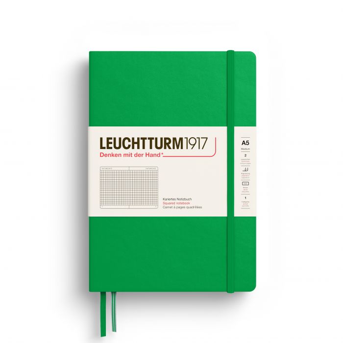 Leuchtturm1917 Medium A5 – Σημειωματάριο με σκληρό εξώφυλλο (251 σελ.) – Spring Leaf Τετράγωνα