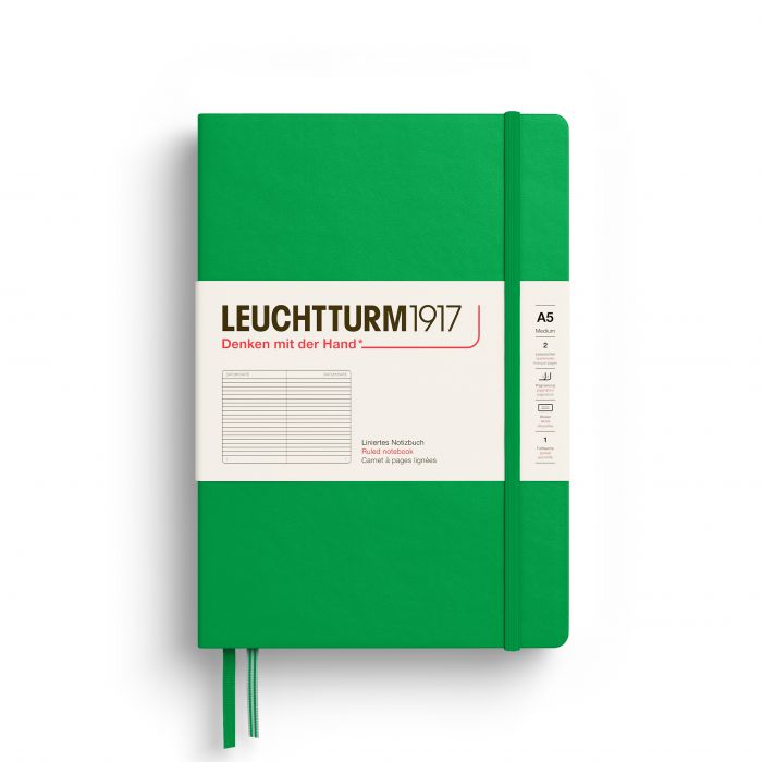 Leuchtturm1917 Medium A5 – Σημειωματάριο με σκληρό εξώφυλλο (251 σελ.) – Spring Leaf Γραμμές