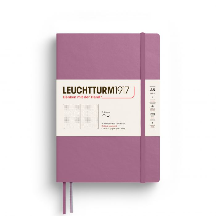 Leuchtturm1917 Medium A5 – Σημειωματάριο με μαλακό εξώφυλλο (123 σελ.) – Dusty Rose Τελείες