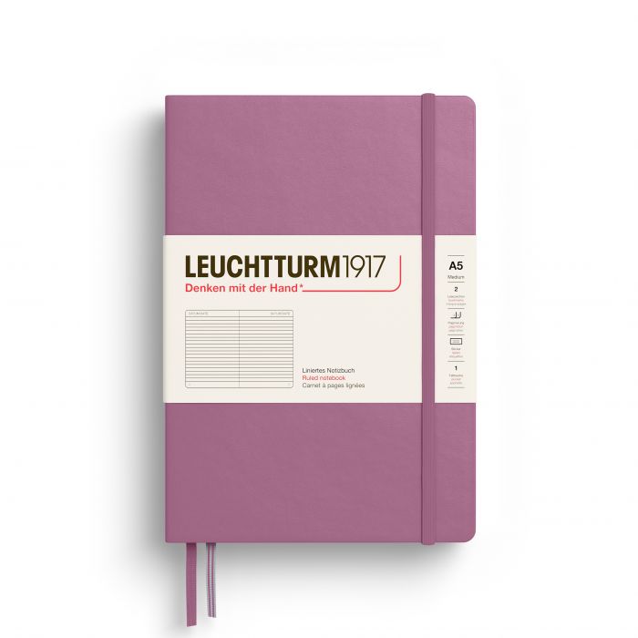 Leuchtturm1917 Medium A5 – Σημειωματάριο με σκληρό εξώφυλλο (251 σελ.) – Dusty Rose