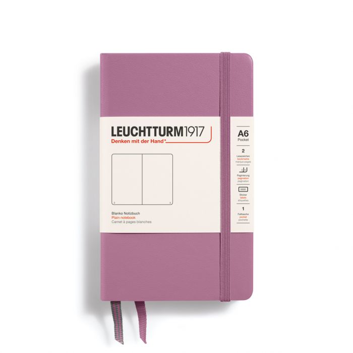Leuchtturm1917 Pocket A6 – Σημειωματάριο με σκληρό εξώφυλλο (187 σελ.) – Dusty Rose Λευκές