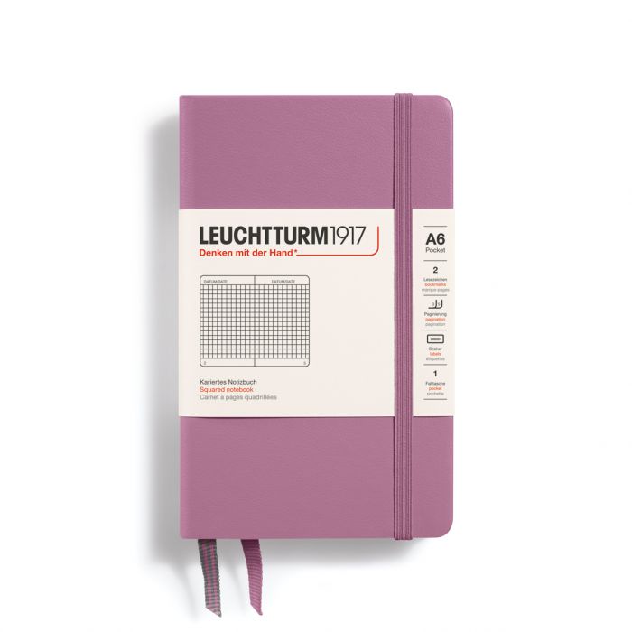 Leuchtturm1917 Pocket A6 – Σημειωματάριο με σκληρό εξώφυλλο (187 σελ.) – Dusty Rose Τετράγωνα