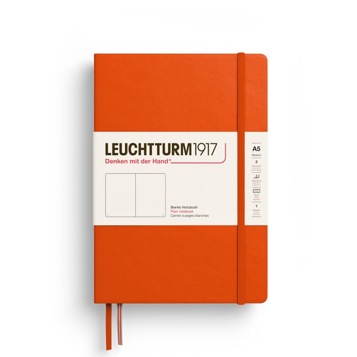 Leuchtturm1917 Medium A5 – Σημειωματάριο με σκληρό εξώφυλλο (251 σελ.) – Pumpkin Λευκές