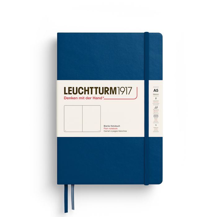 Leuchtturm1917 Medium A5 – Σημειωματάριο με σκληρό εξώφυλλο (251 σελ.) – Indigo Λευκές