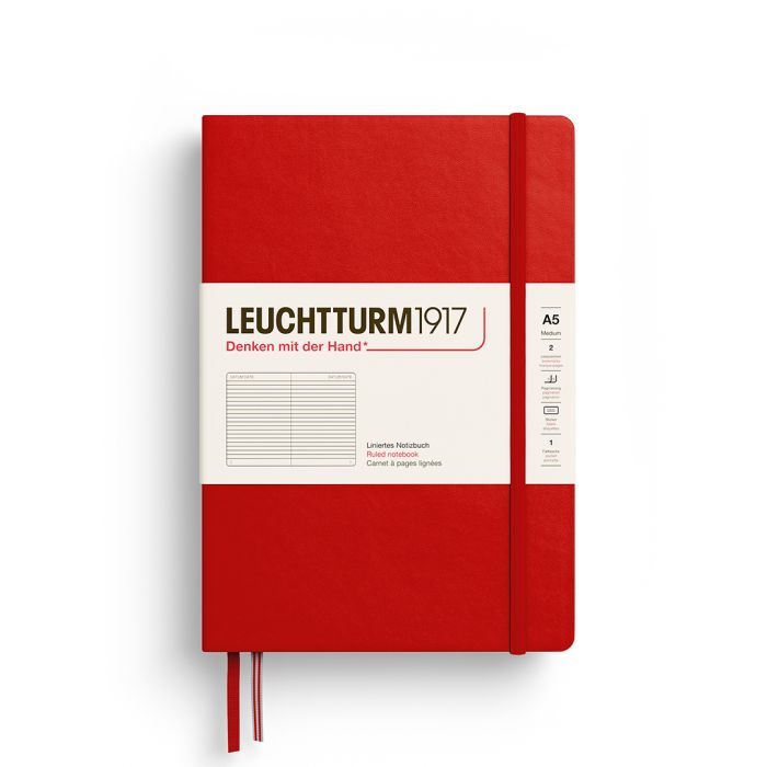 Leuchtturm1917 Medium A5 – Σημειωματάριο με σκληρό εξώφυλλο (251 σελ.) – Cherry Γραμμές