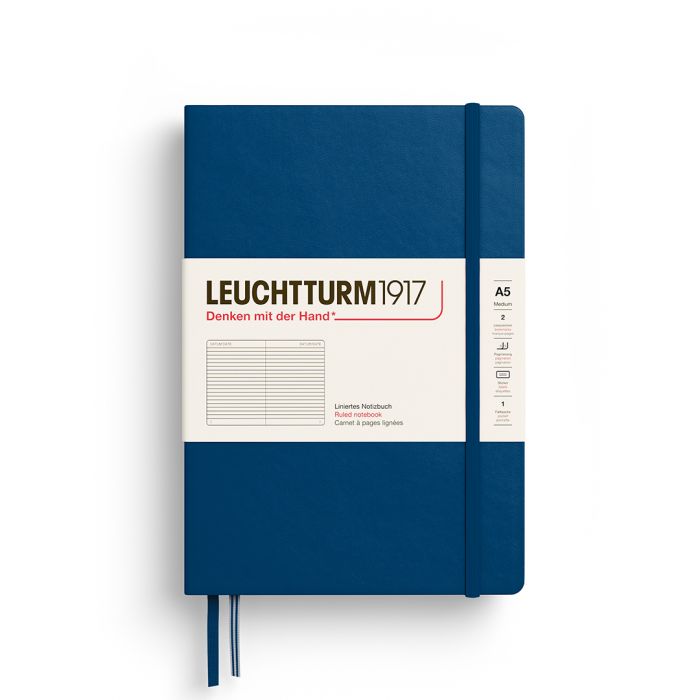 Leuchtturm1917 Medium A5 – Σημειωματάριο με σκληρό εξώφυλλο (251 σελ.) – Indigo Γραμμές