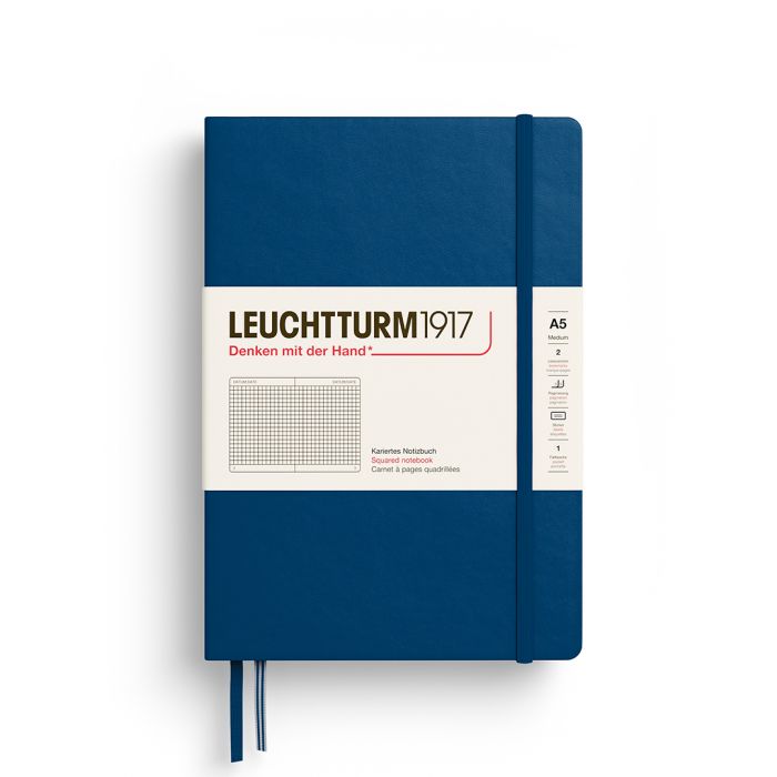 Leuchtturm1917 Medium A5 – Σημειωματάριο με σκληρό εξώφυλλο (251 σελ.) – Indigo Τετράγωνα