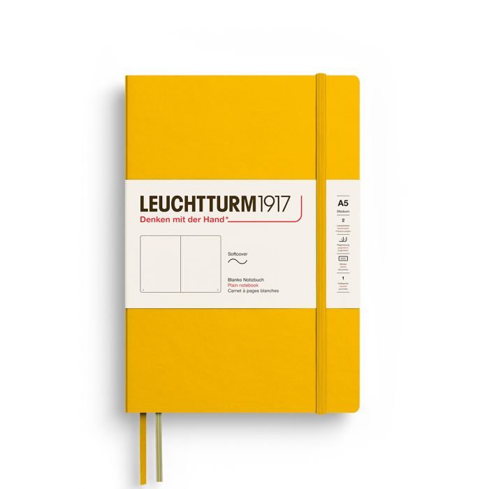 Leuchtturm1917 Medium A5 – Σημειωματάριο με μαλακό εξώφυλλο (123 σελ.) – Sunflower Λευκές