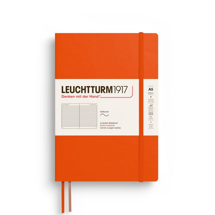 Leuchtturm1917 Medium A5 – Σημειωματάριο με μαλακό εξώφυλλο (123 σελ.) – Pumpkin Γραμμές