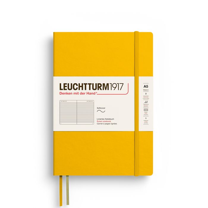 Leuchtturm1917 Medium A5 – Σημειωματάριο με μαλακό εξώφυλλο (123 σελ.) – Sunflower Γραμμές