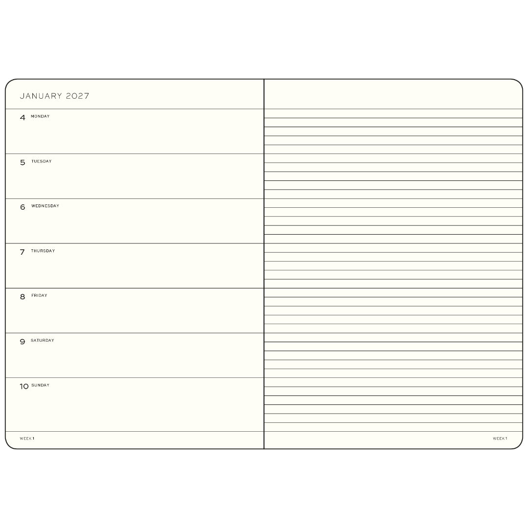 Leuchtturm1917 Ημερολόγιο 2027 A5 Black – Εβδομαδιαίο με σημειώσεις, σκληρό εξώφυλλο