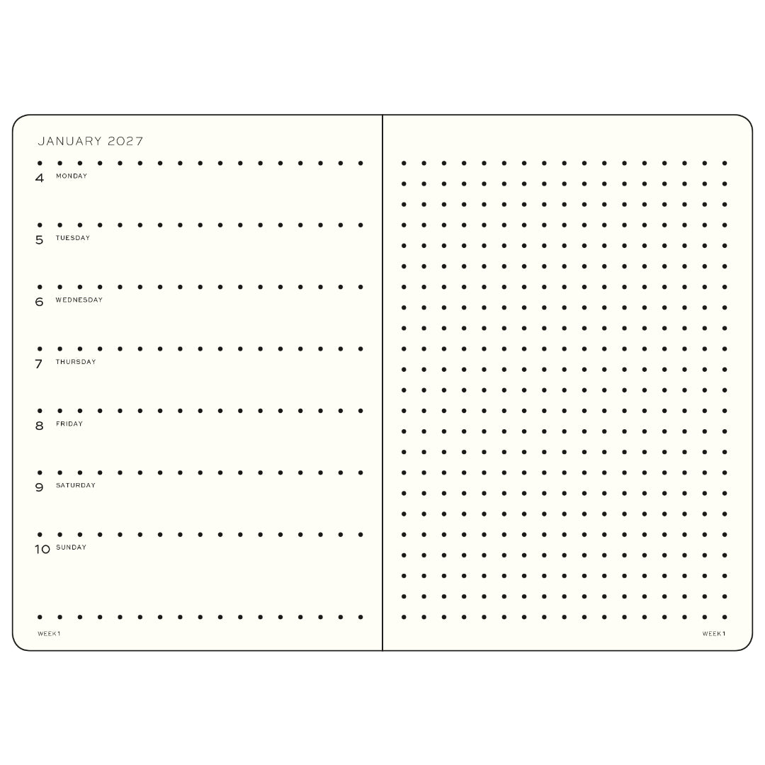 Leuchtturm1917 Ημερολόγιο 2027 A5 Black – Εβδομαδιαίο με σημειώσεις, σκληρό εξώφυλλο